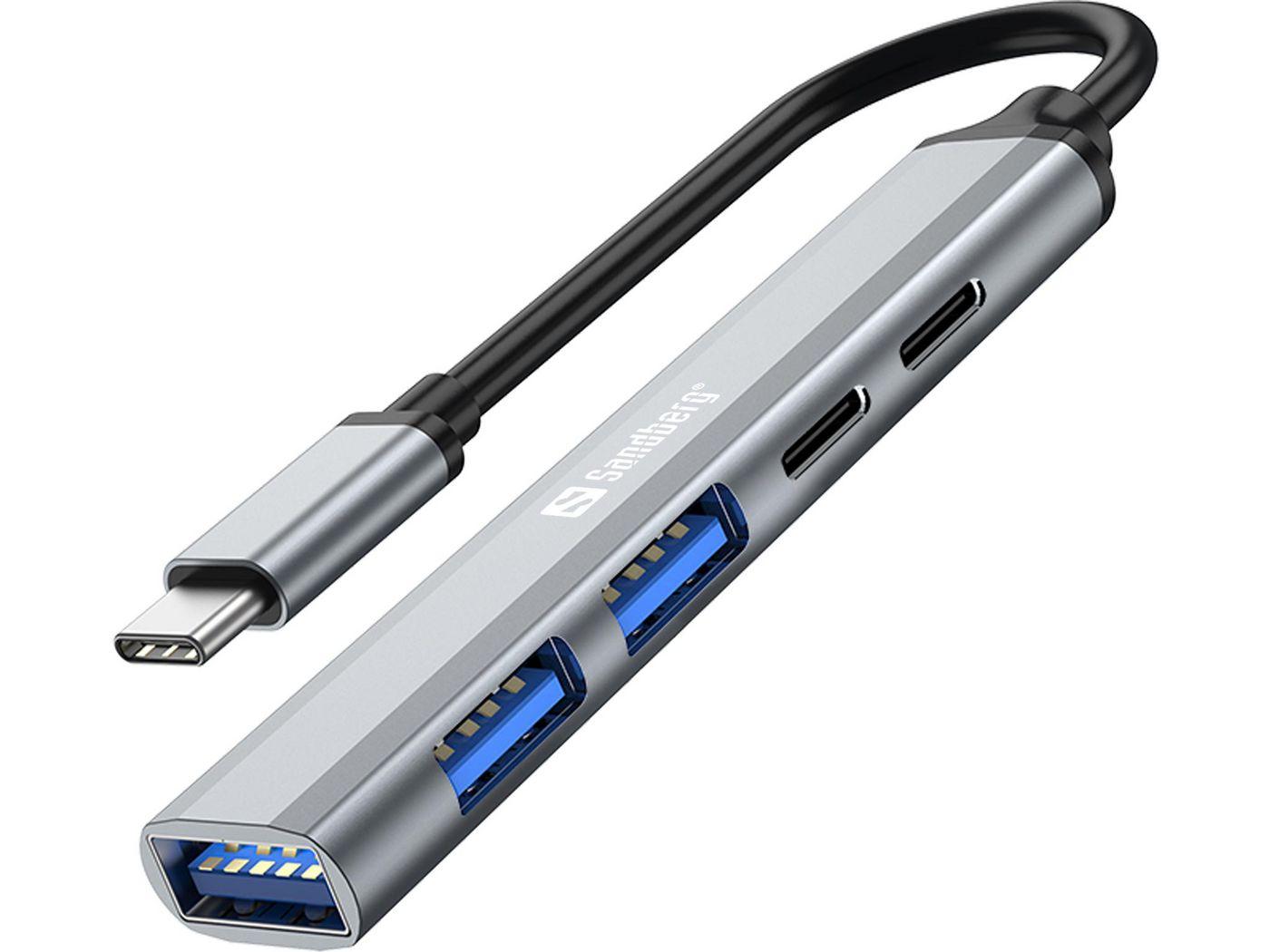 Sandberg 336-50 hub di interfaccia USB tipo-C 5000 Mbit/s Grigio