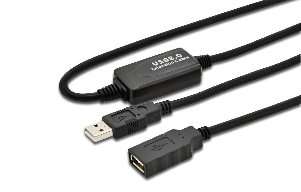 Microconnect USB2.0AAF05A cavo USB USB 2.0 5 m USB A Nero (Active USB 2.0 cable, A-A M-F - With integrated repeater 5m - Up to