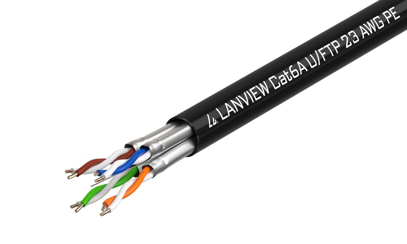 Lanview LVN122445 cavo di rete Nero 500 m Cat6a U/UTP [UTP] (Cat6a U-FTP Network Cable - 4x2xAWG23 PE black 500m - Outdoor - Wa