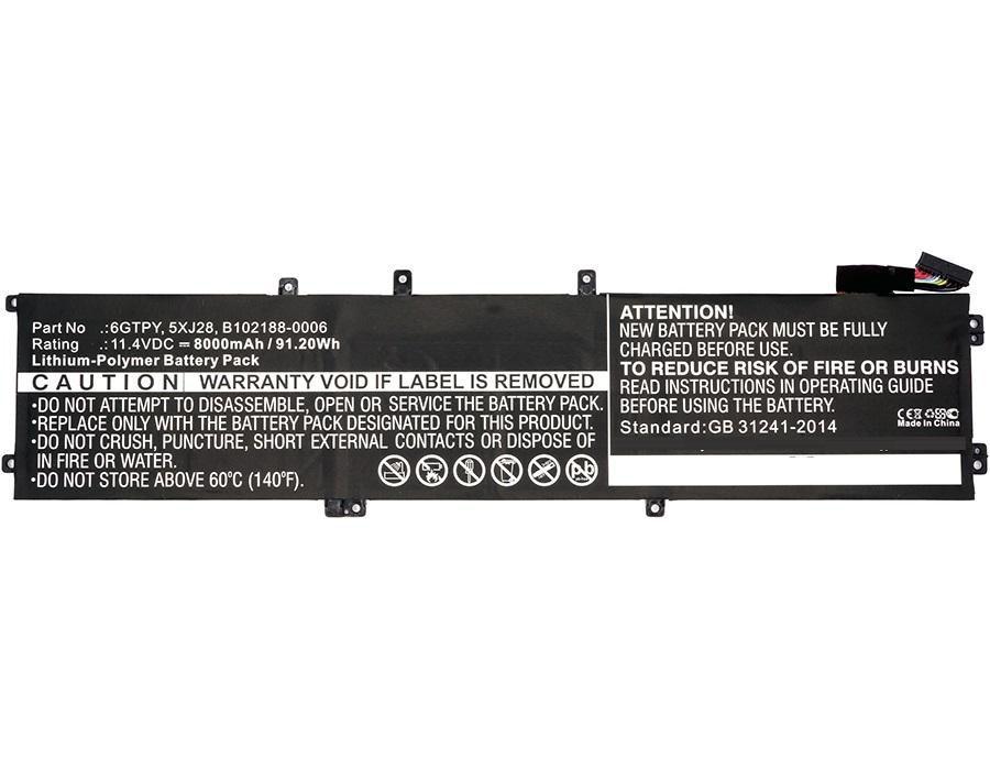 CoreParts MBXDE-BA0090 ricambio per laptop Batteria (Laptop Battery for Dell - 69.3Wh Li-Pol 11.55V 6000mAh - Black, 69.3Wh Li-