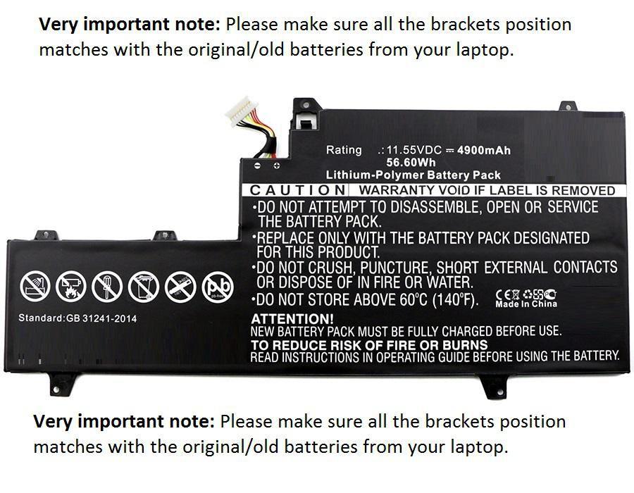 CoreParts MBXHP-BA0141 ricambio per laptop Batteria (Laptop Battery for HP 57Wh - Li-Pol 11.55V 4900mAh Black, - 57Wh Li-Pol 11