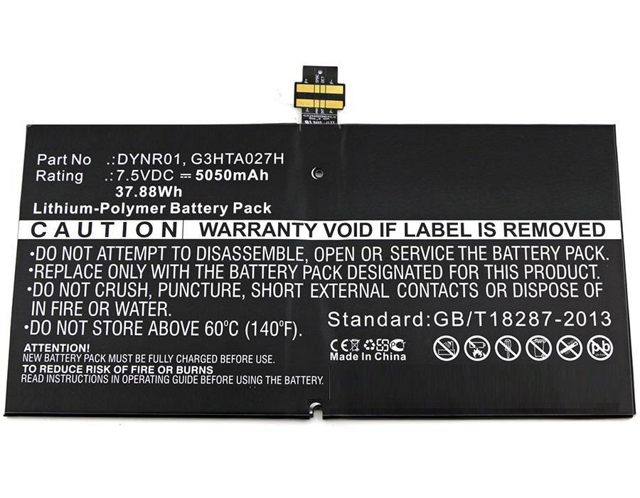 Battery 38Wh Li-ion 7.5V - 5050mAh for Microsoft Surface - 4 38Wh Li-ion 7.5V 5050mAh Microsoft Surface 4 / PRO 4 - Warranty: 1