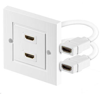 HDMI Wall Socket 2 Port White