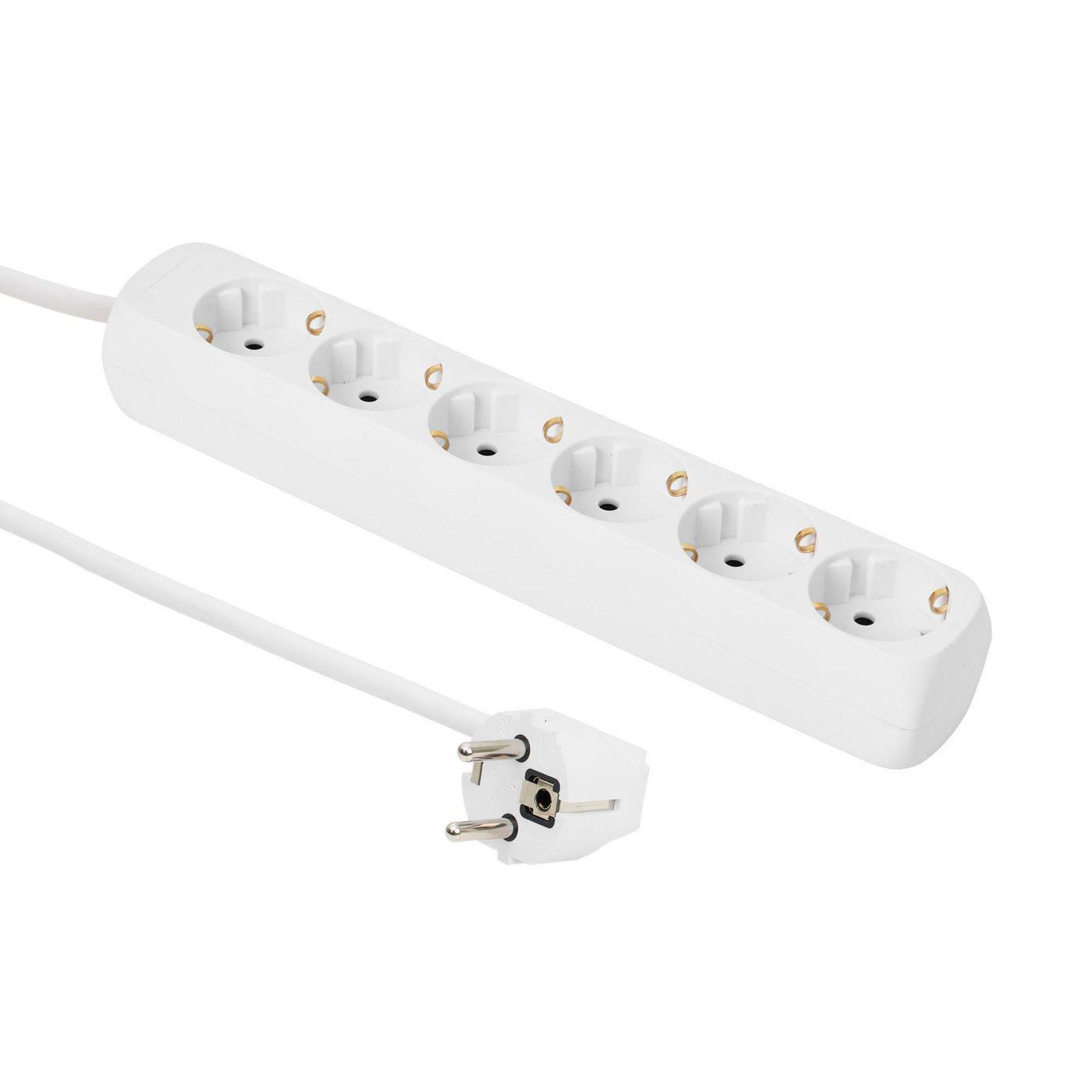 Microconnect GRU0063WA prolunghe e multiple 6 presa[e] AC Bianco (6-way Schuko Socket 3M White - Without ON/OF switch, - With C