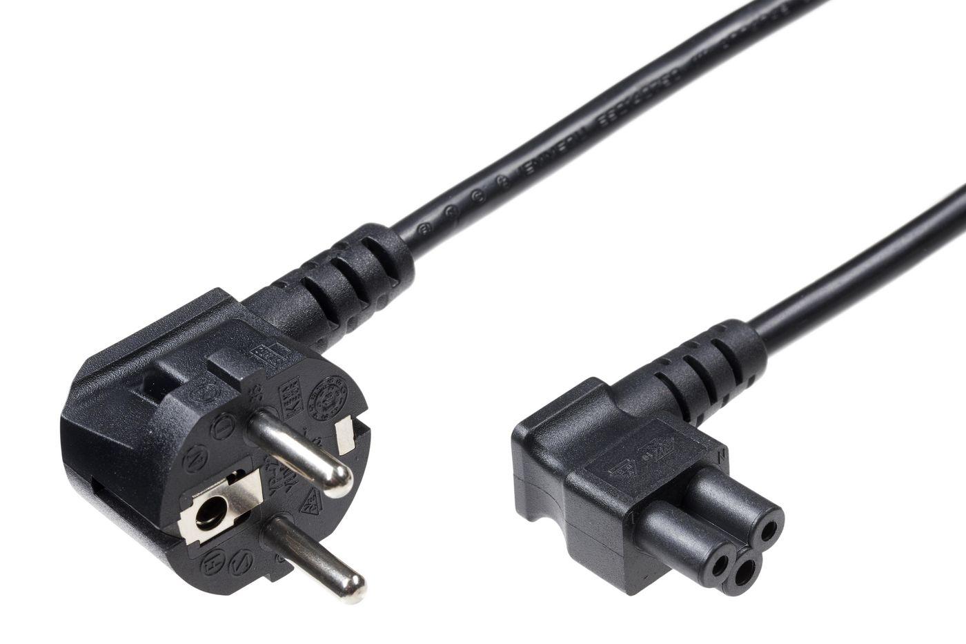 Microconnect PE010830A cavo di alimentazione Nero 3 m Accoppiatore C5 CEE7/7 (Power Cord CEE 7/7 - C5 3m - Angled CEE7, Black,