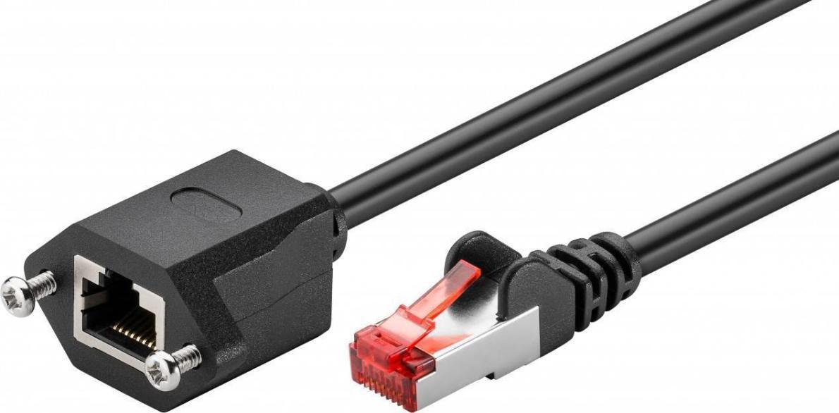 Microconnect STP601SEXT cavo di rete Nero 1 m Cat6 F/UTP [FTP] (F/UTP CAT6 Extension cable 1m - with mounting flange Black - 26