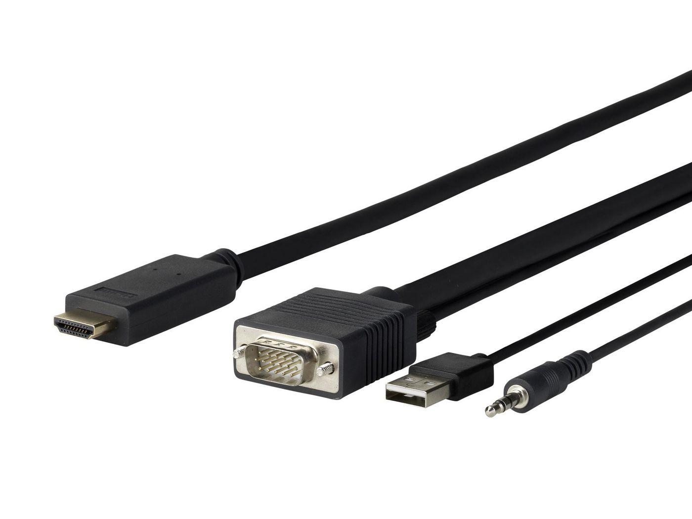 Vivolink PROVGAHDMI3 cavo e adattatore video 3 m HDMI VGA [D-Sub] + 3.5mm + USB Type-A Nero (PRO VGA + AUDIO TO HDMI - . - Warr