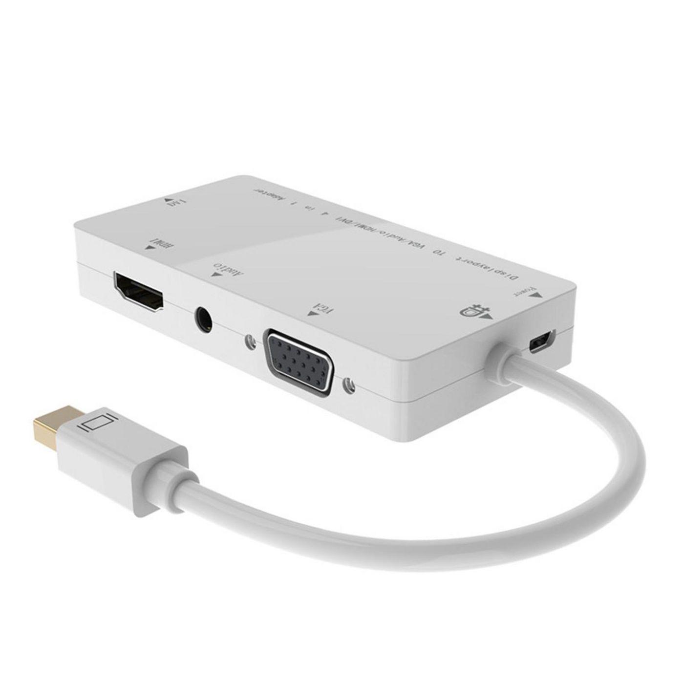 Microconnect MDPDVIHDMIVGAAA replicatore di porte e docking station per laptop Bianco (Mini DP to DVI/HDMI/VGA/Audio - for MacB