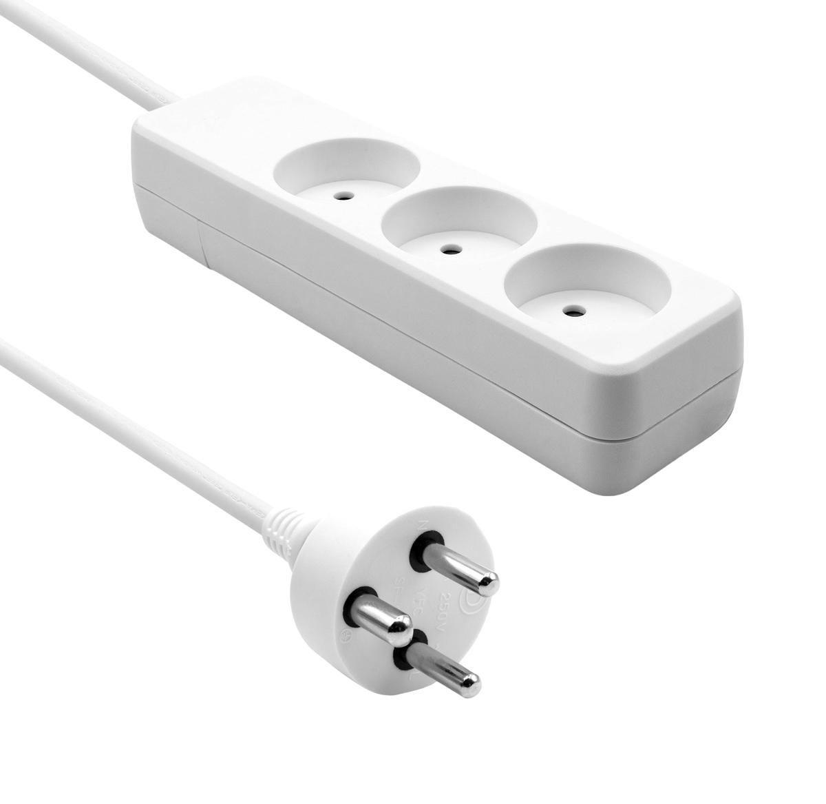 Danish Power Strip 3-way 1M - White - Warranty: 360M