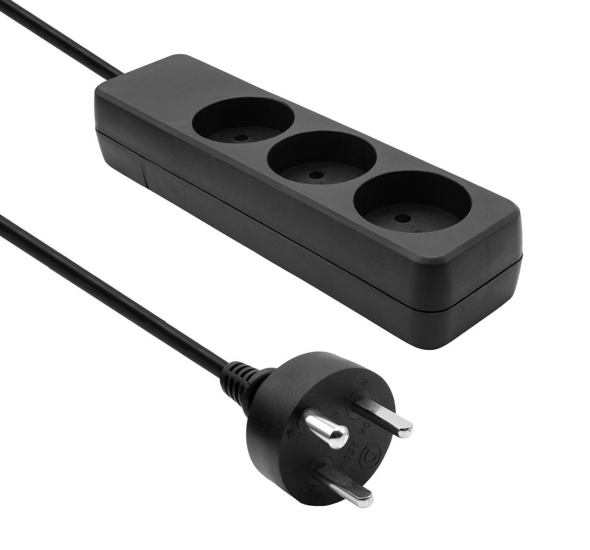 Danish Power Strip 3-way 1M - IT Black - Warranty: 360M