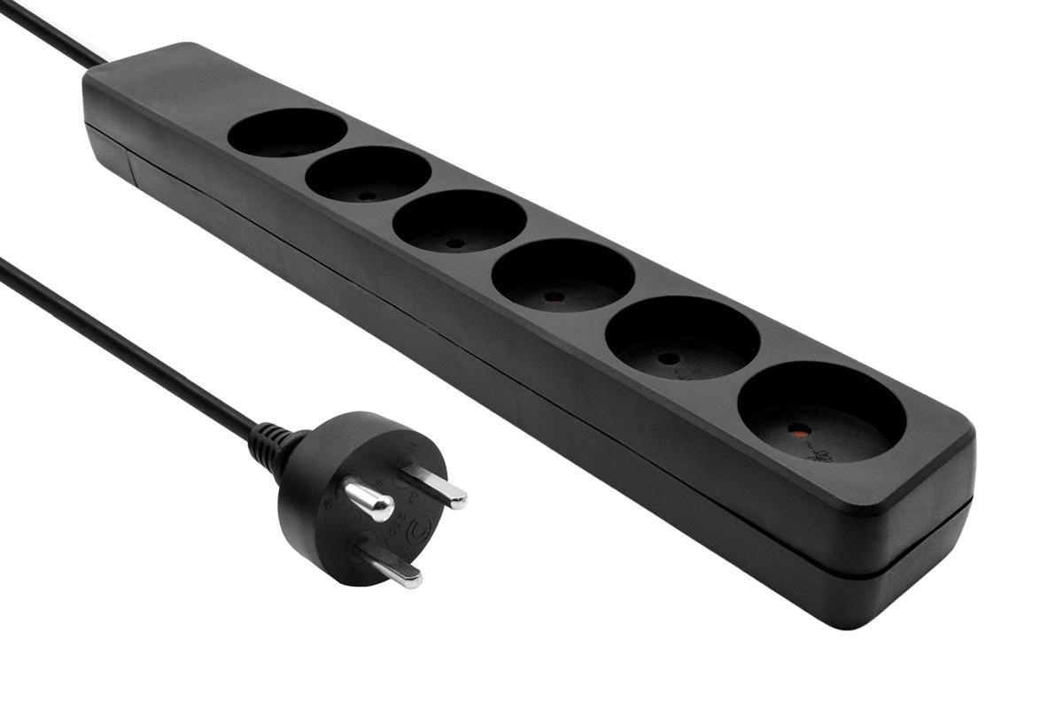 Danish Power Strip 6-way 1M - IT Black - Warranty: 360M