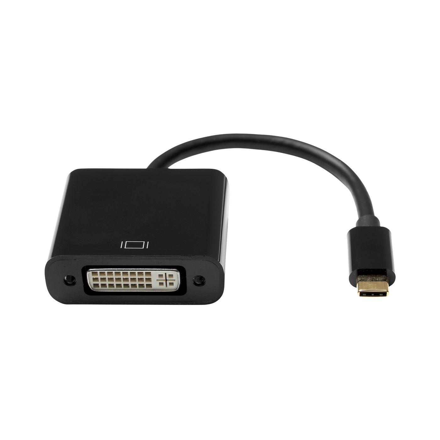 USB-C [M] to DVI-I 24+5 [F] - Adapter, Black 10CM - Warranty: 360M