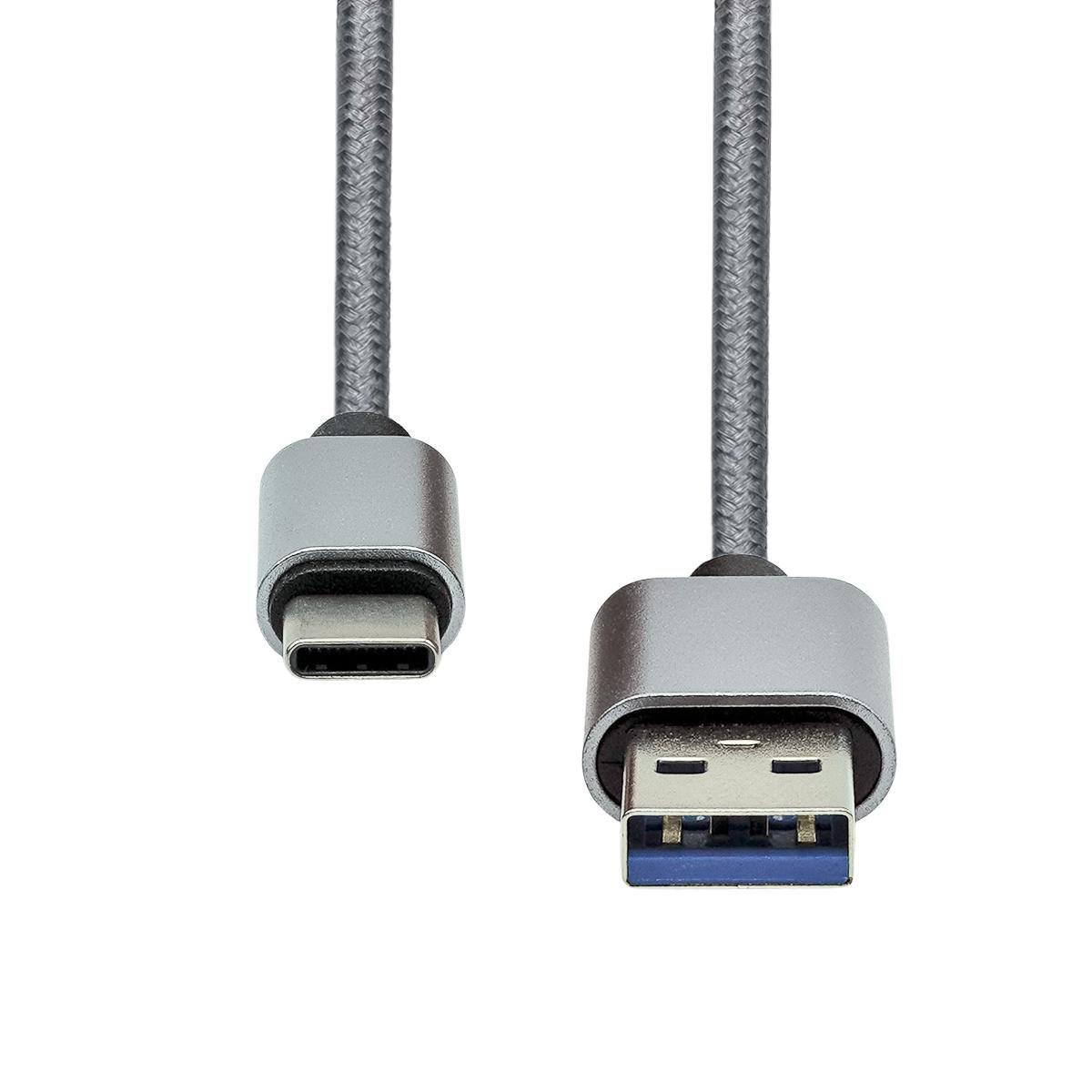 USB-C to USB A 3.0 cable 1M - Silver braiding - Warranty: 360M