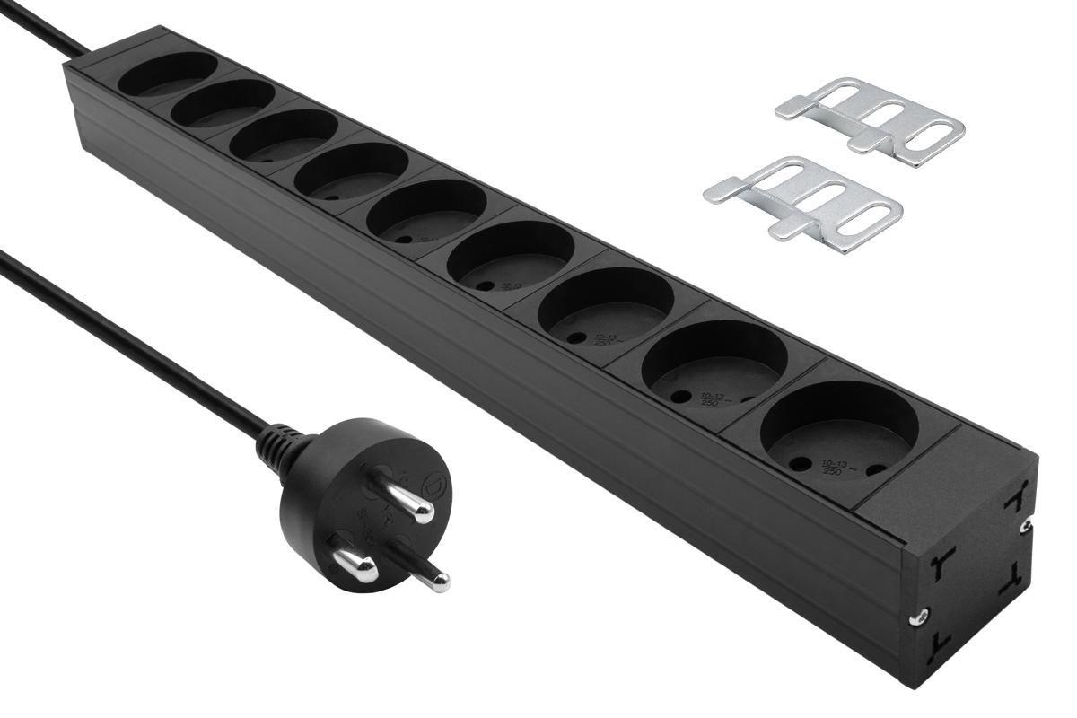 19 PDU Denmark 9-way Black - Alu 5M - Warranty: 360M