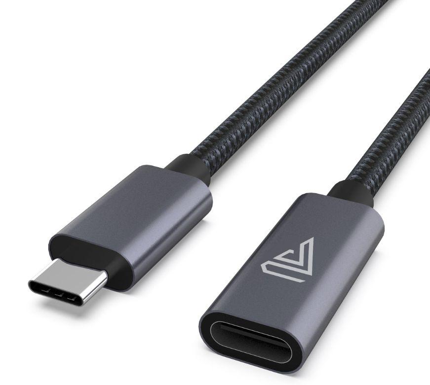 USB-C Extension 20V 5A - BRAIDED Black 0.5M - Warranty: 360M