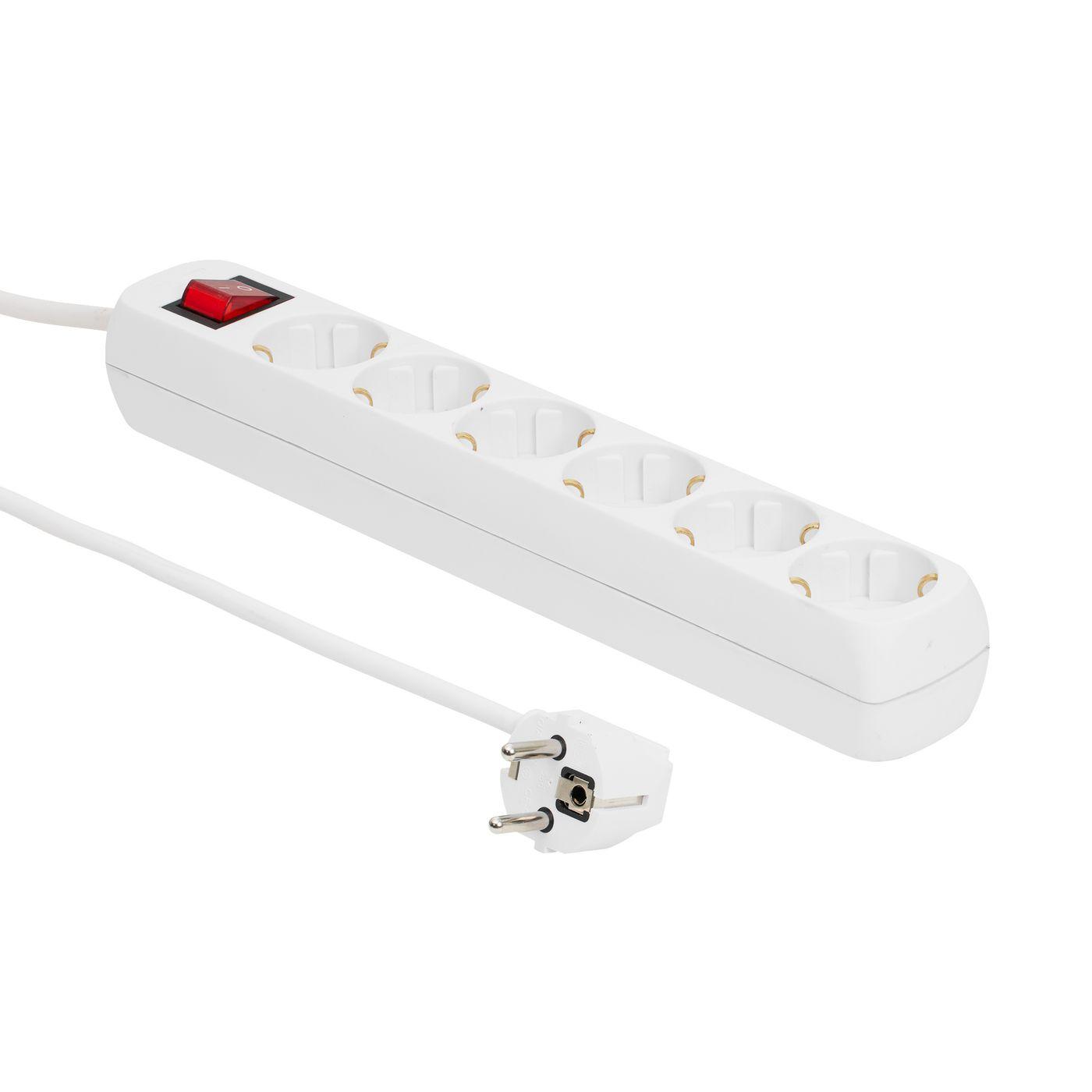 Schuko Power Strip 6-way 5M - White - Warranty: 360M