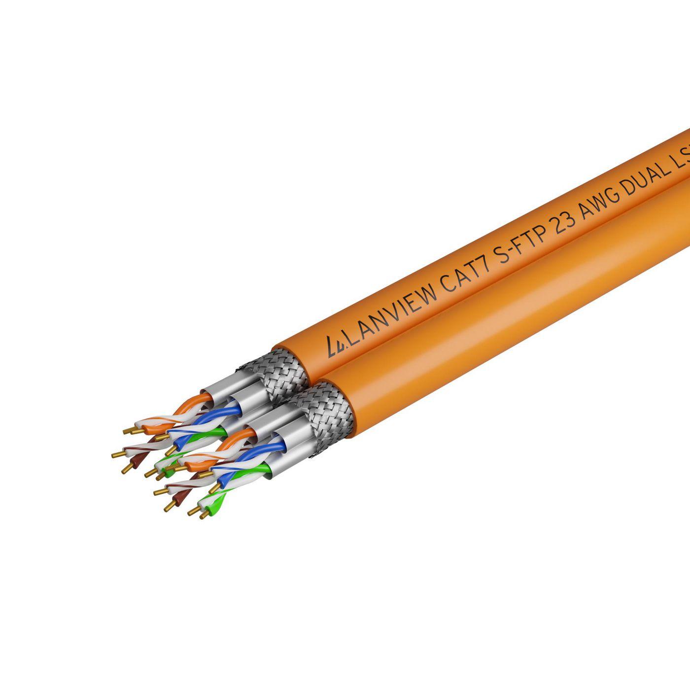 Cat7 S-FTP Network Cable Dual - 2x[4x2xAWG23] LSZH Orange - 500m - Warranty: 300M