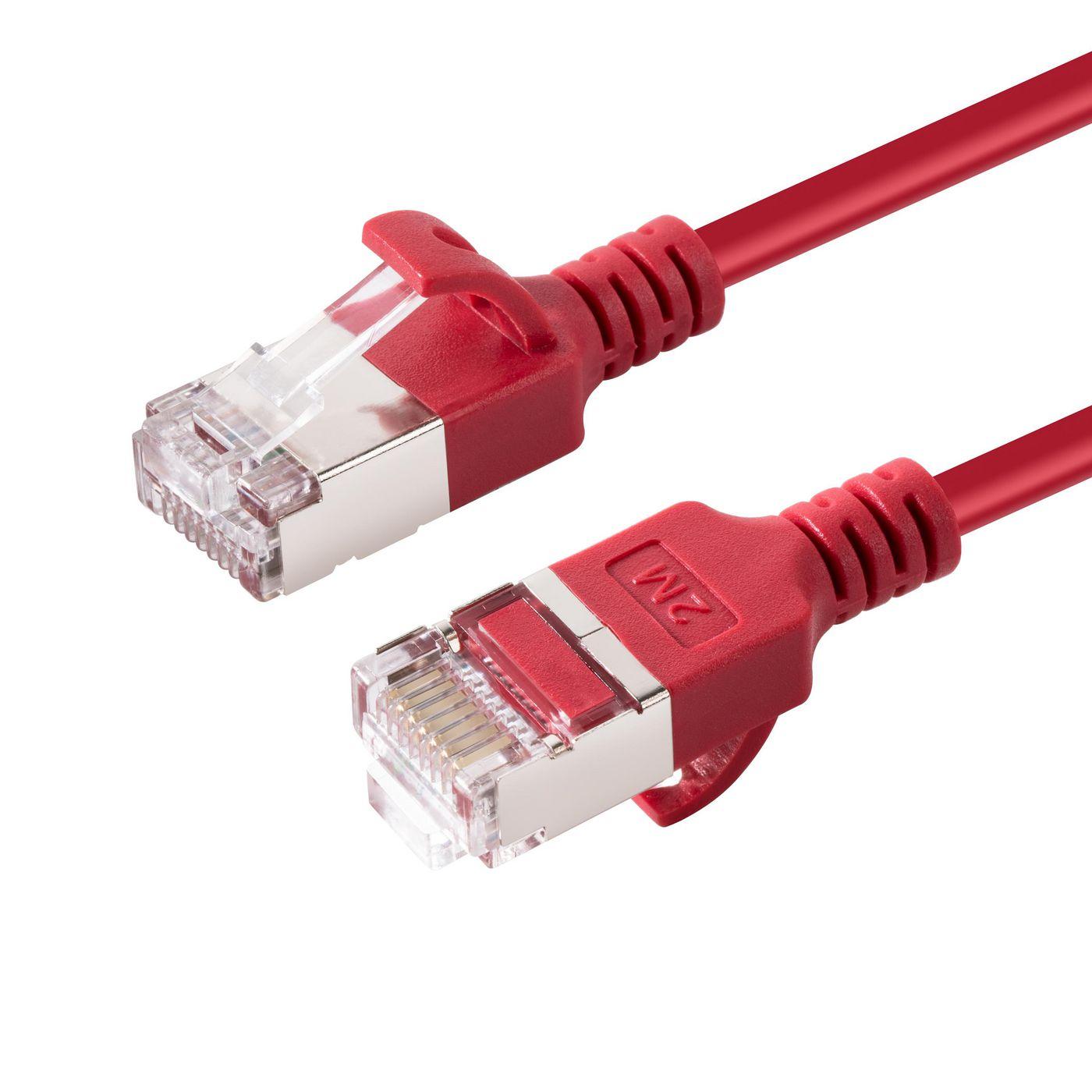 Microconnect V-FTP6A005R-SLIM cavo di rete Rosso 0,5 m Cat6a U/FTP [STP] (CAT6A U-FTP Slim, LSZH, 0.50m - Network Cable, Red -