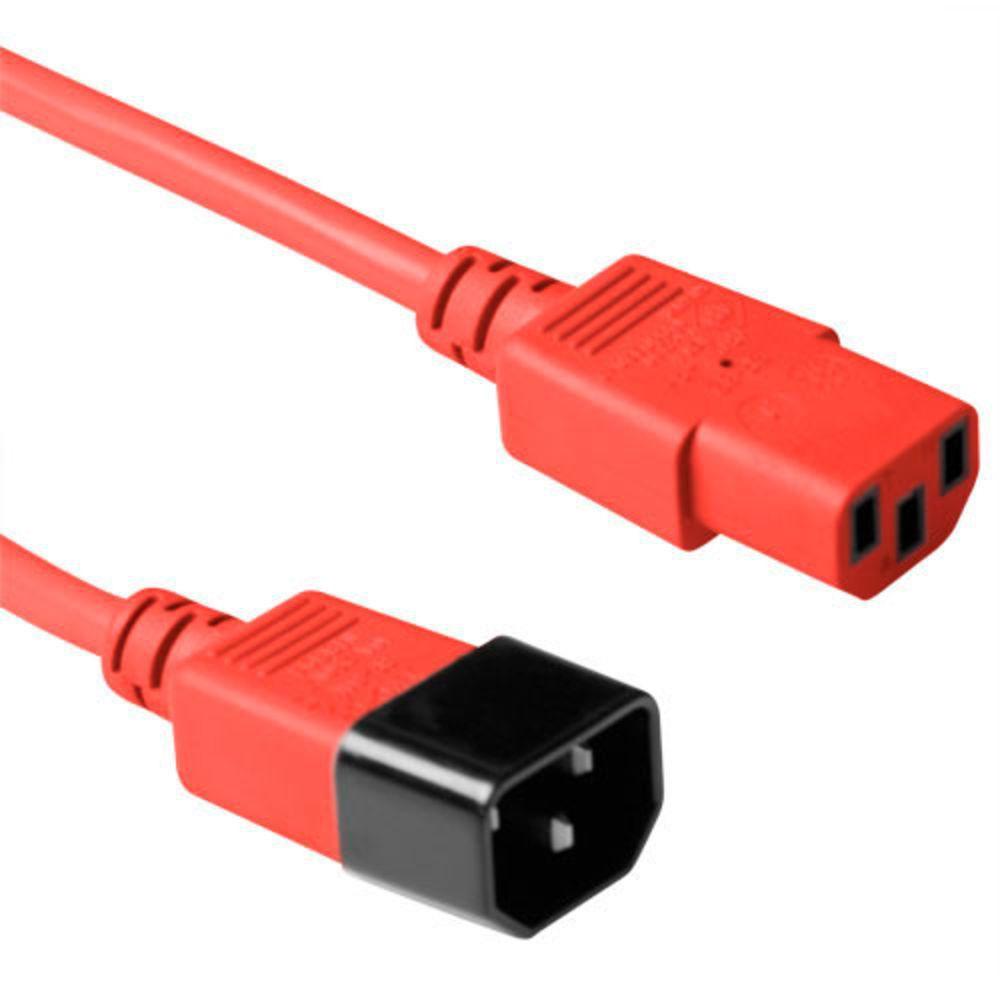 Red power cable C14F to C13M, - 0.9M - Warranty: 300M