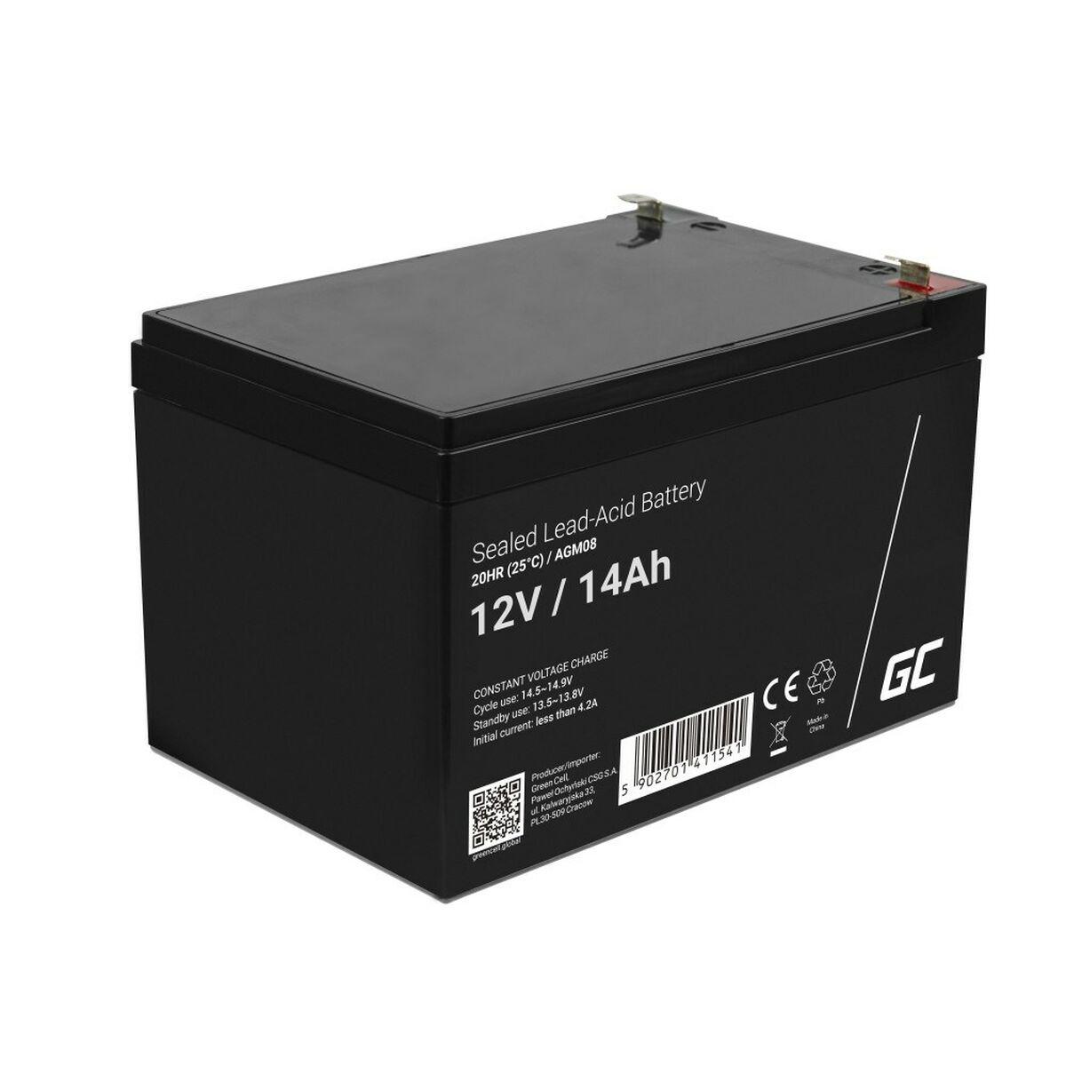 Green Cell AGM VRLA 12V 14Ah maintenance-free battery for alarm system, cash register, toys