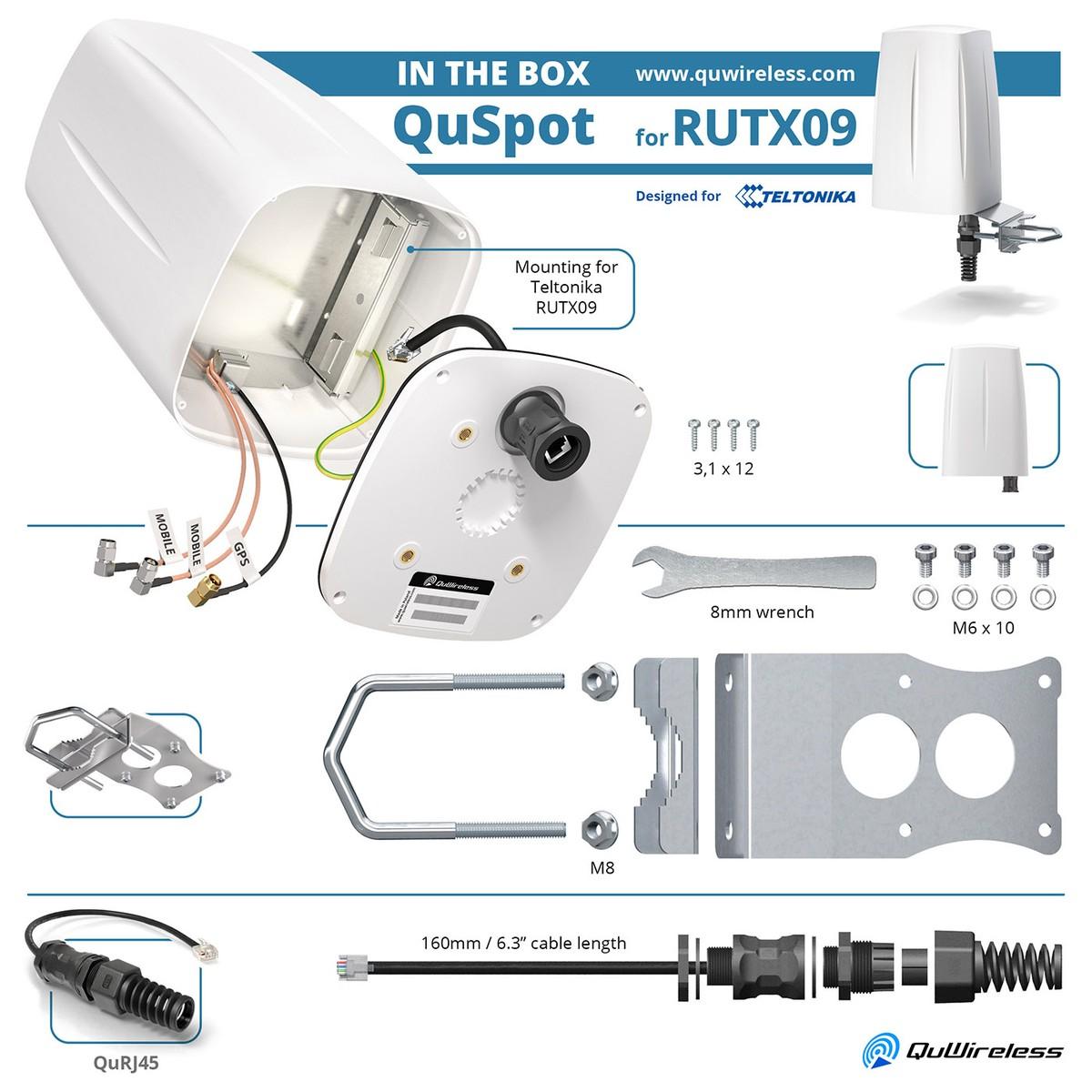 QuWireless QuSpot AX09S | Antenna LTE + GPS | per Teltonika RUTX09