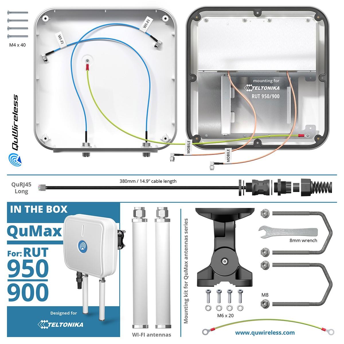 QuWireless QuMax A950M | Antenna LTE + Wi-Fi | per Teltonika RUT951/RUT950/RUT900