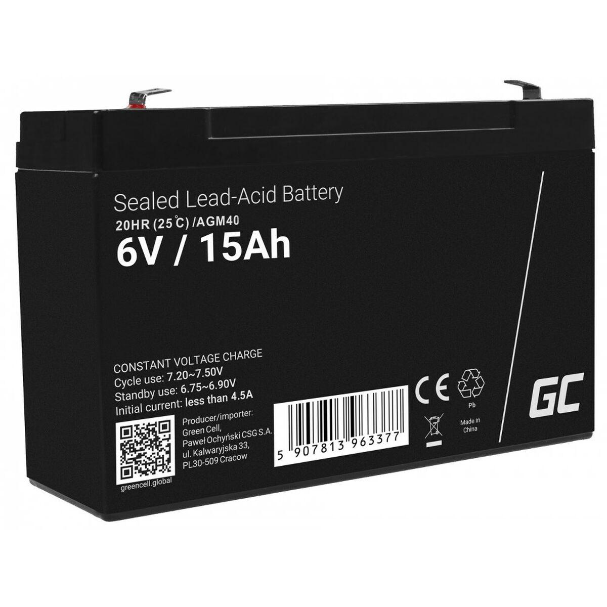 Green Cell AGM40 batteria UPS VRLA AGM 6 V 15 Ah (Green Cell AGM VRLA 6V 15Ah maintenance-free battery for alarm system, cash r