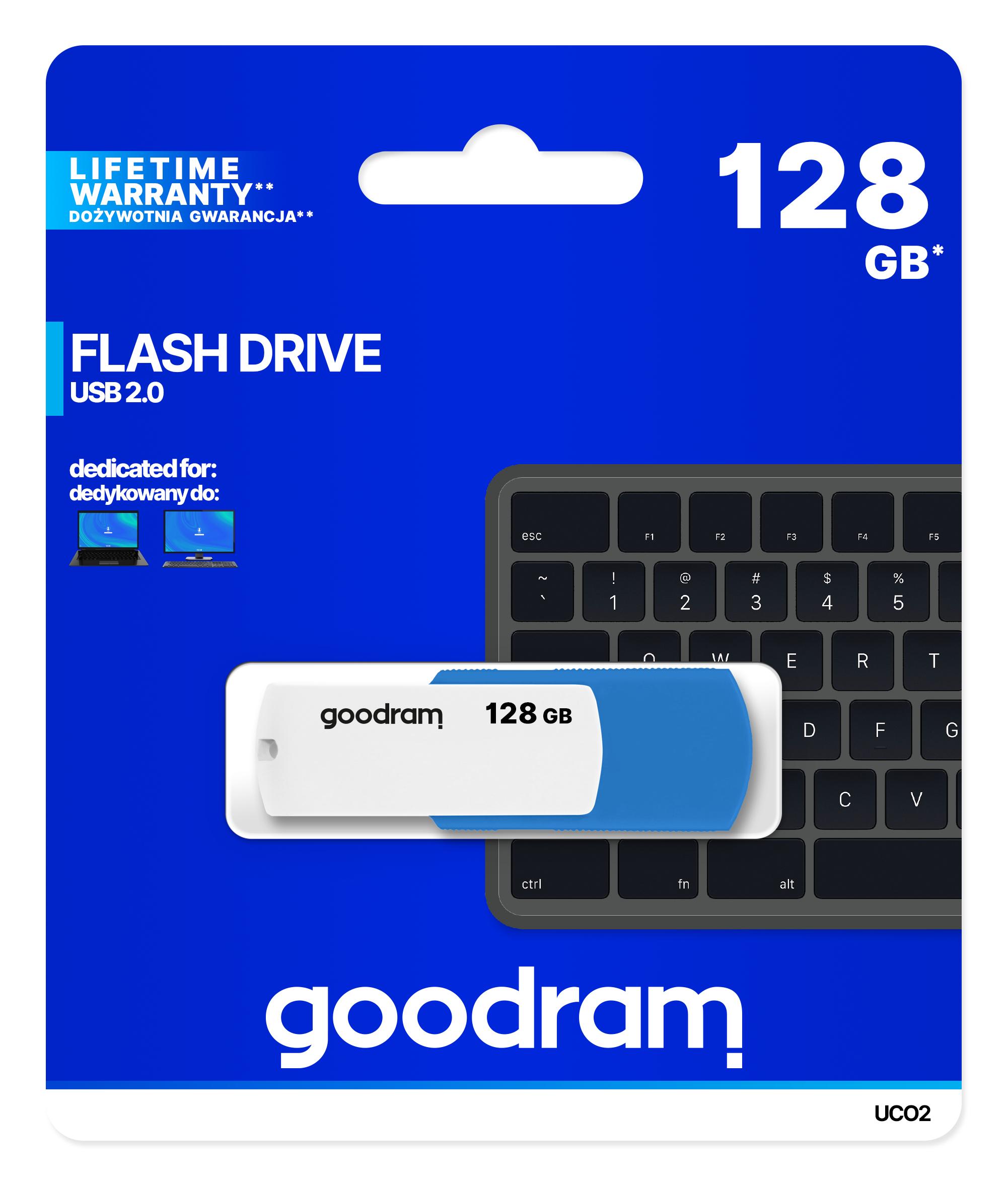 Goodram UCO2 unità flash USB 128 GB USB tipo A 2.0 Blu, Bianco