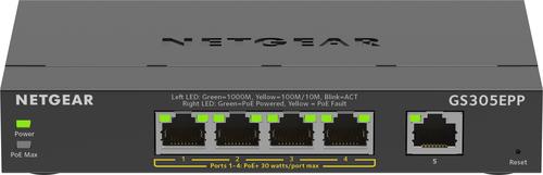 NETGEAR 5-Port Gigabit Ethernet High-Power PoE+ Plus Switch (GS305EPP) Gestito L2/L3 Gigabit Ethernet (10/100/1000) Supporto Po