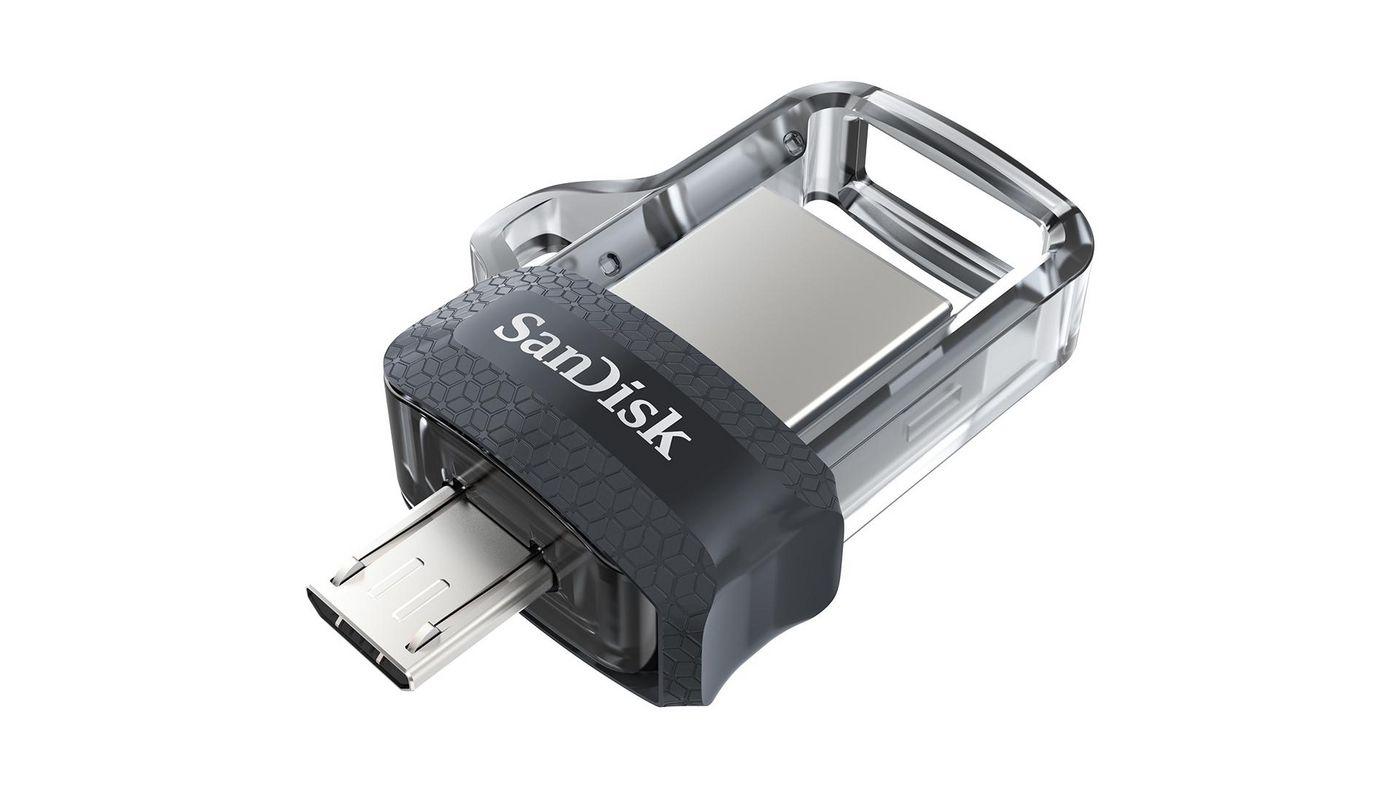 Ultra Dual Sandisk Dual Drive M3.0 USB 3.0 Memoria e Micro USB 256GB - Fino a 150 MB/S Reading - Transparent/Black Color (Pendr