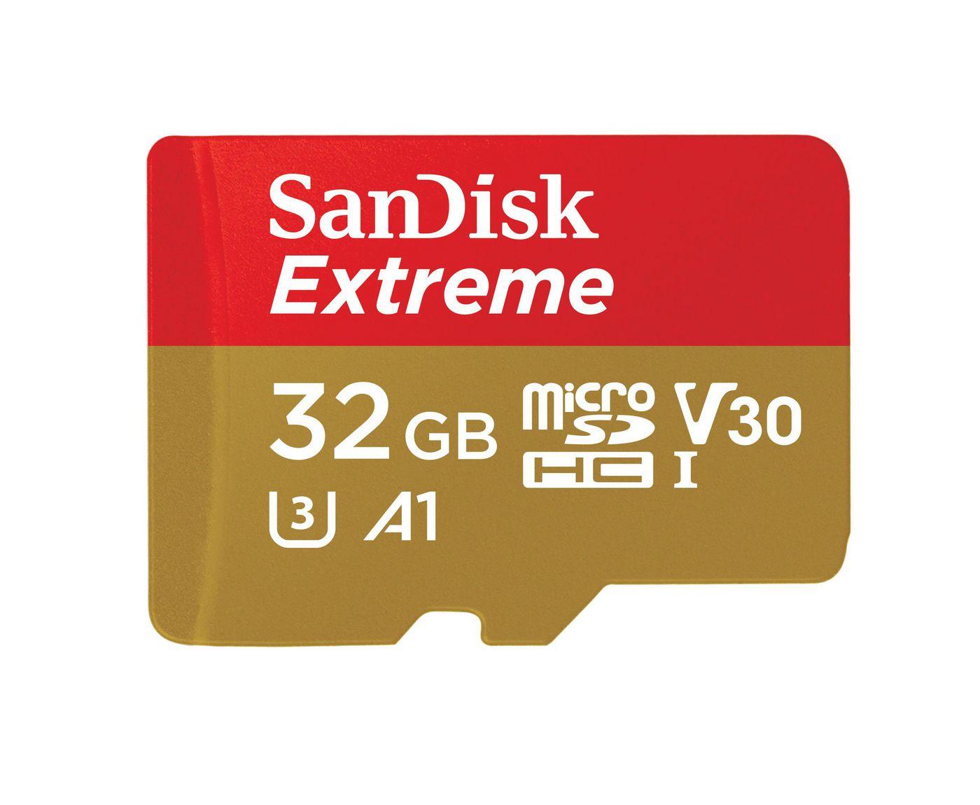 Sandisk Extreme Micro SDHC 32GB UHS-I U3 A1 Classe 10 100MB/S + Adattatore SD