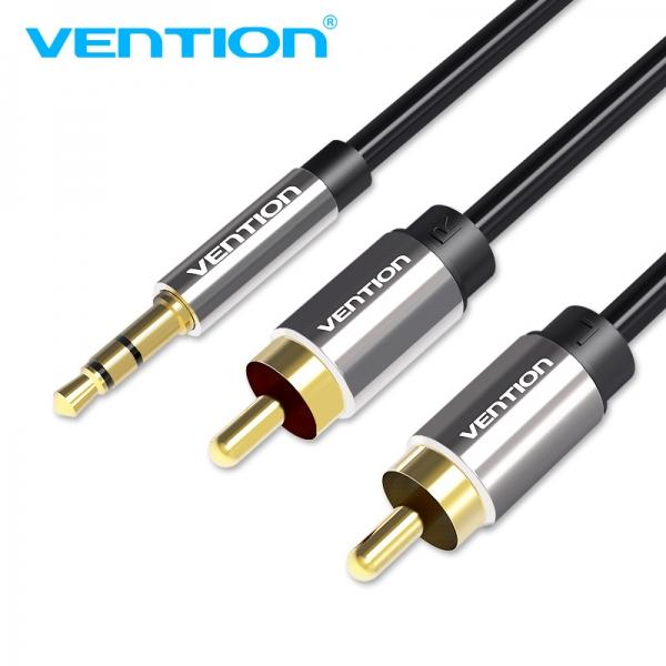 Vention BCFBG cavo audio 1,5 m 3.5mm 2 x RCA Alluminio, Nero