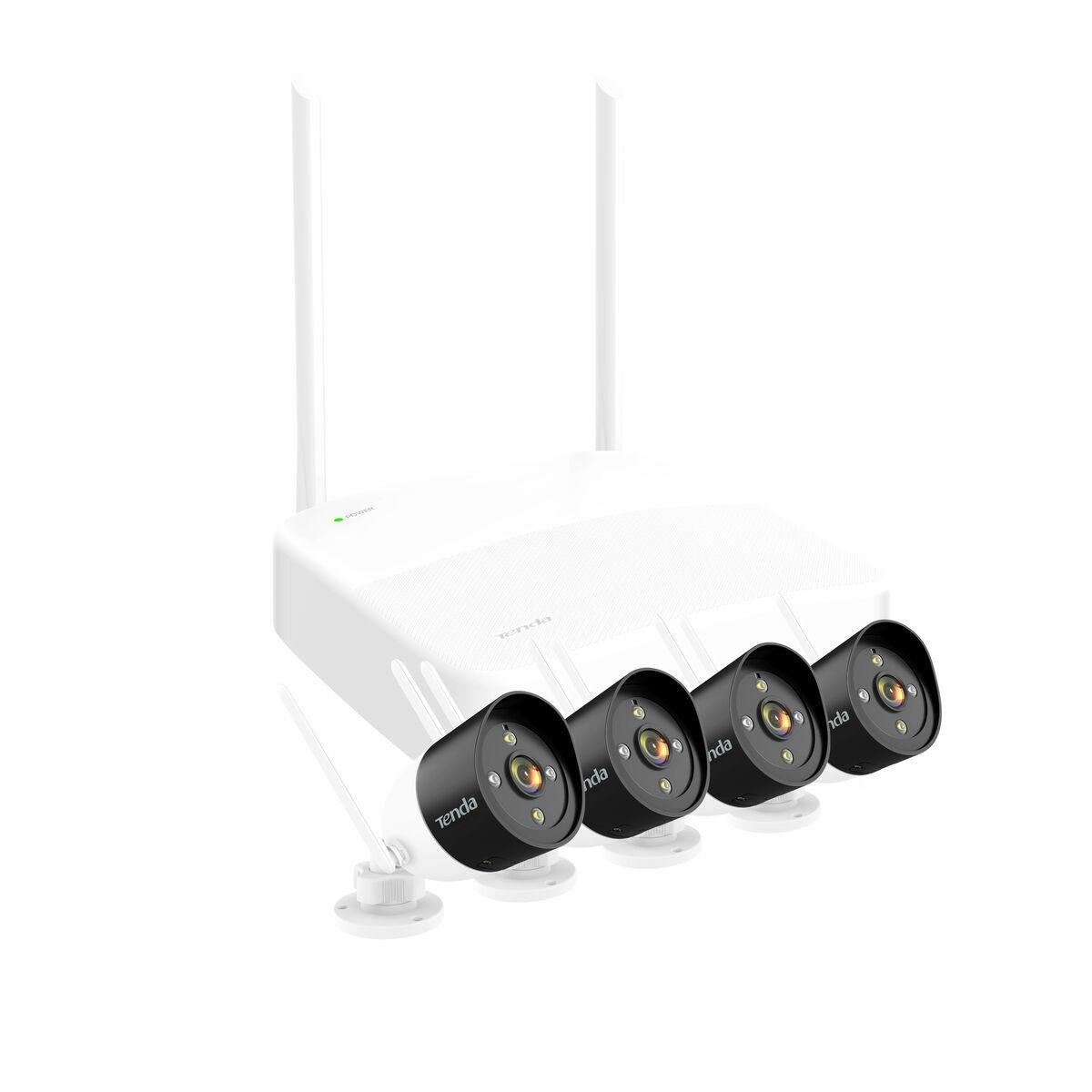 KIT VIDEOSORVEGLIANZA TENDA K4W-3TC NVR+4 TELECAMERE WI-FI fino a 200mt,video HD 3MP,rilevam movimento,allarme sonoro e luminoso