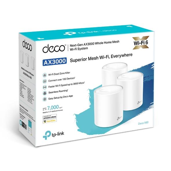 TP-Link Deco X60 3-Pack | Router Wi-Fi | Mesh, AX3000, Dual Band, OFDMA, MU-MIMO, 2x RJ45 1000Mb/s