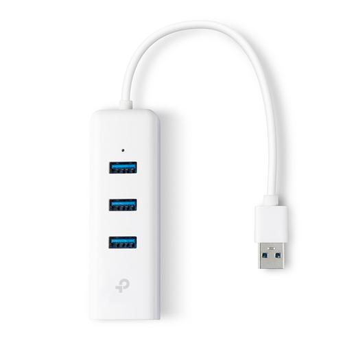 TP-LINK USB 3.0 TO GIGABIT ETHERNET NETWORK ADAPTER 3-PORT USB 3.0 HUB 1 USB 3.0 CONNECTOR 1 GIGABIT ETHERNET PORT 3 USB 3.0 PO