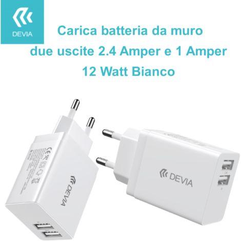 Carica Batterie 2 Uscite 2.4 Amper e 1 Amper 12 Watt Bianco