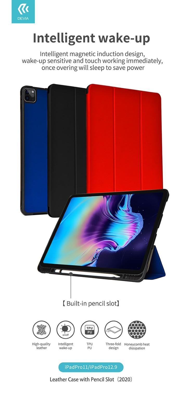 Cover in pelle con supporto pencil per iPad 11 Pro 2020 Nera