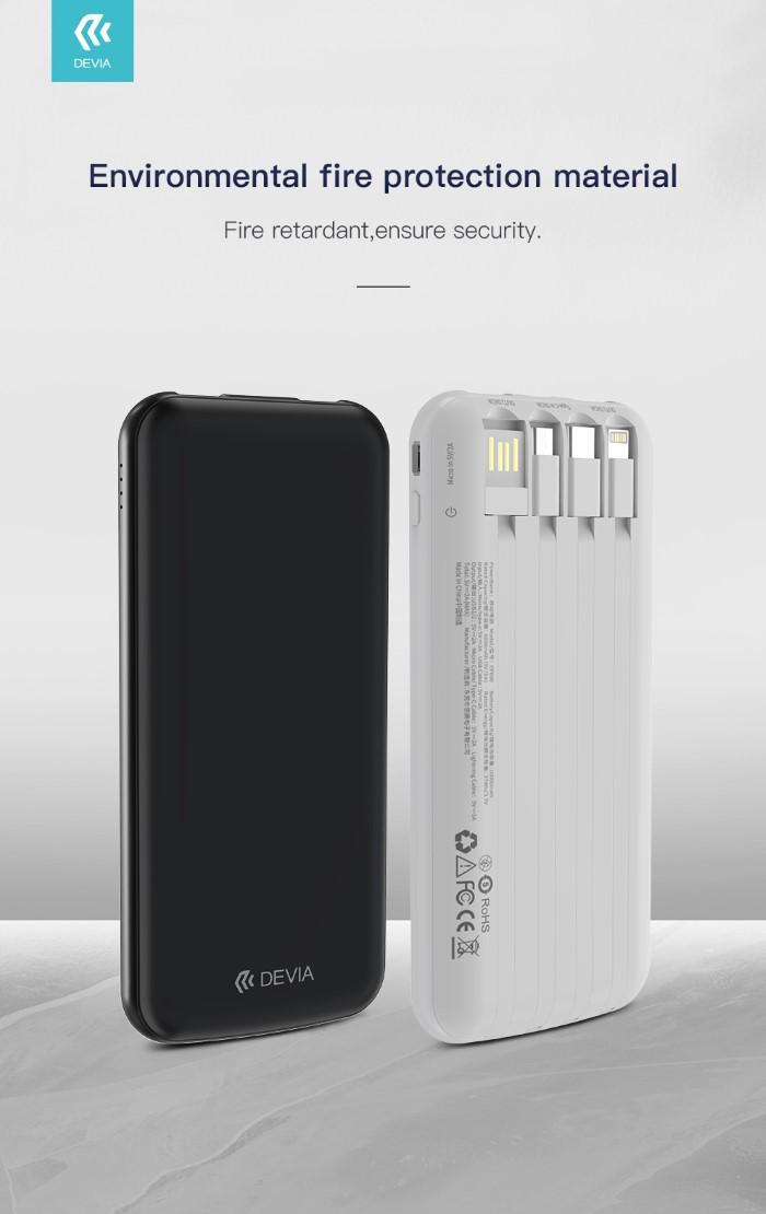 Powerbank Kintone V2 10.000 mAh con 4 Cavi M-L-C Nero