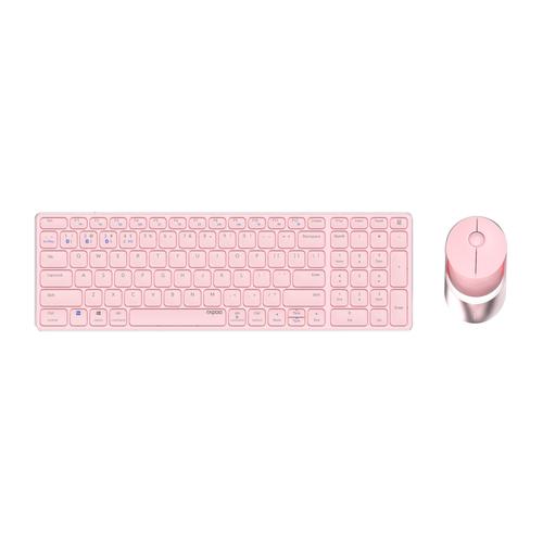 Rapoo 9750M tastiera Mouse incluso RF senza fili + Bluetooth QWERTZ Tedesco Rosa