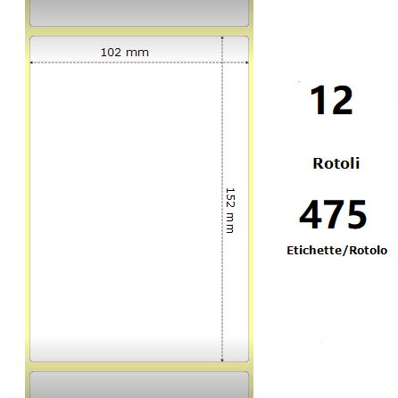 White 102x152mm 475 Et/Rotolo Z-1000D4x6x1 Core 12 Rolls