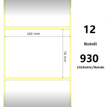 White 102x76mm 930 Et/Rotolo Z-2000D 4x3x1 Core 12 Rolls