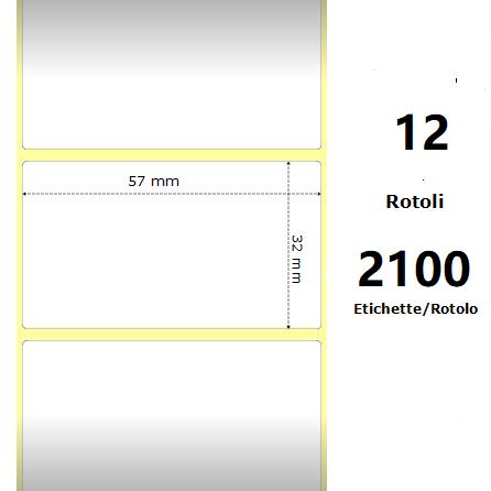 White 57x32mm 2100Et/Rotolo Z-2000D2.2x1.3x1Core12 Rolls