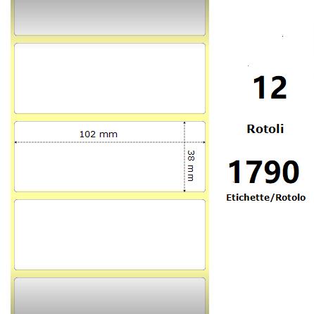 White 102x38mm1790 Et/Rotolo Z-2000D 4x1.5x1Core 12 Rolls