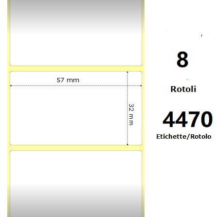 White 57x32mm4470 Et/Rotolo Z-1000D2.2x1.3x3 Core8 Rolls