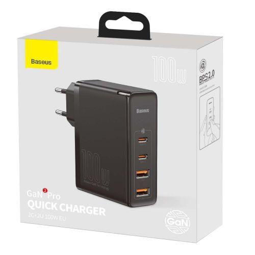 Baseus GaN2 Pro- Szybka ladowarka 2xUSB + 2xUSB-C 100W (nero)