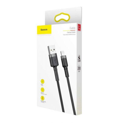 Baseus CALKLF-CG1 cavo Lightning 2 m Grigio, Nero (Baseus Kevlar USB cable with Lightning 1.5A, 2 m - Grey/Black)