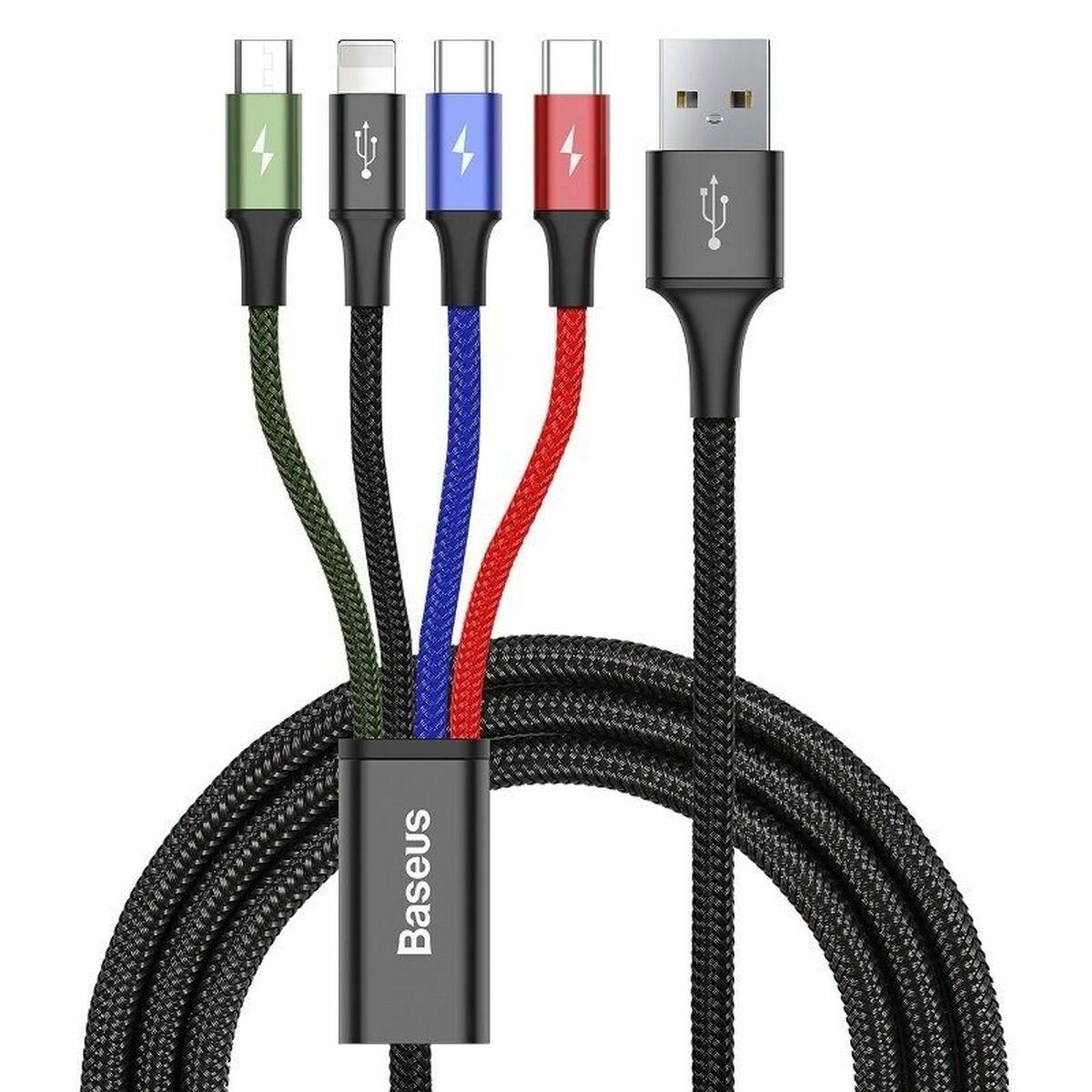 Baseus CA1T4-B01 cavo per cellulare Nero 1,2 m USB A Lightning + micro-USB B + USB C (Baseus Rapid Series 4-in-1 Charging Cable