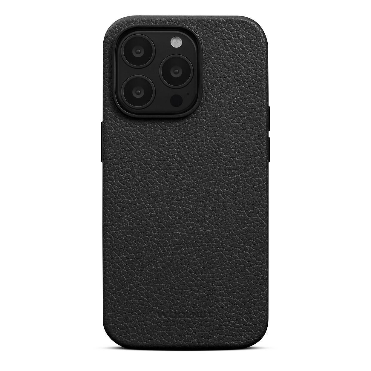 Custodia in pelle Woolnut per iPhone 14 Pro, nera