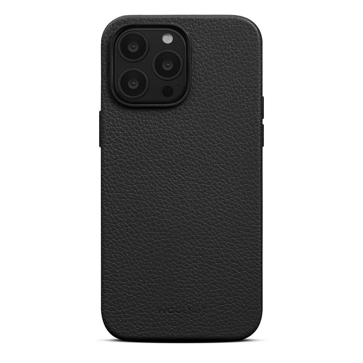 Custodia in pelle Woolnut per iPhone 14 Pro Max, nera