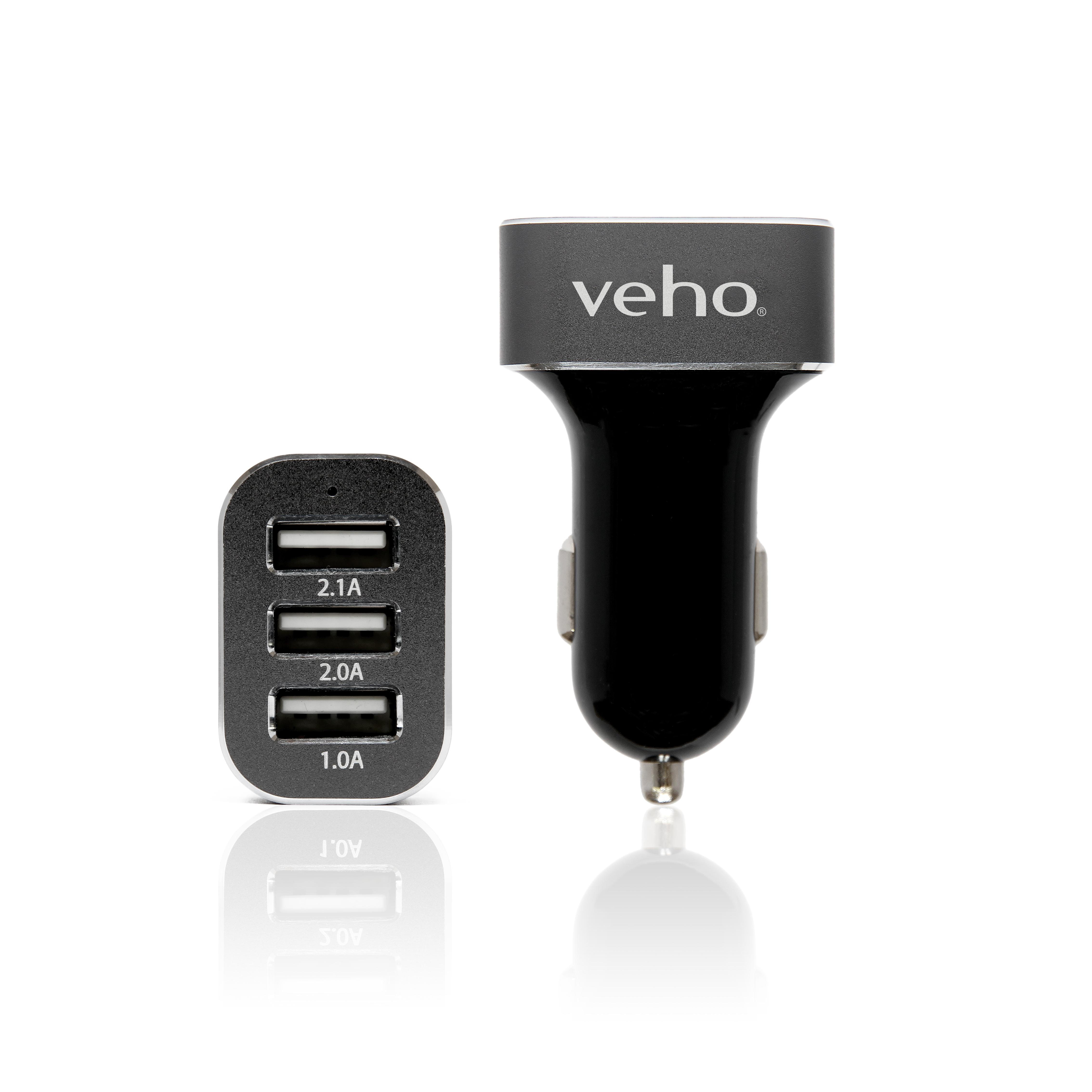 Veho VAA-010 Caricabatterie per dispositivi mobili Smartphone, Tablet Nero, Grigio Accendisigari, USB Auto